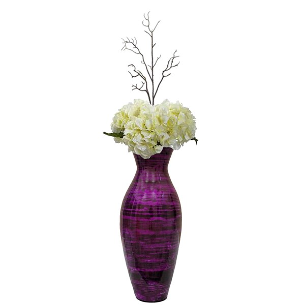 Uniquewise 21" Modern Bamboo Floor Vase Flared Design for Contemporary Home Styling, Purple QI004272.PUR - main